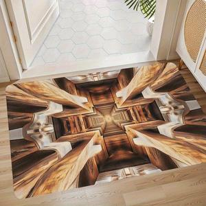 Tapis de porte rectangulaire imprimé en 3D Temu, motif abstrait, en fibre de polyester, résistant à la saleté, pour l'entrée de la maison - Product Image 4