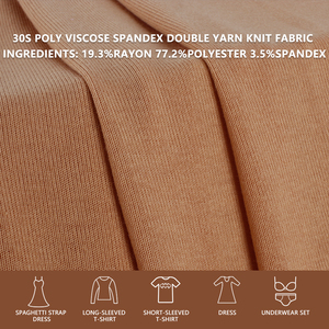 Tela de punto de doble hilo de poliviscosa y spandex 30S, 172 cm de ancho, 190 g/m², elástica y sedosa, para camisetas, camisolas y ropa interior. - Product Image 2