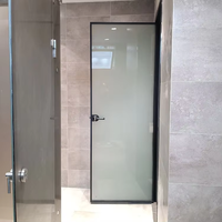 Porte en verre économique à battant, sécurisée, avec cadre en aluminium, insonorisée, moderne, pour bureau, cuisine, toilettes