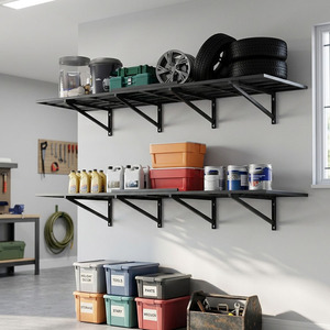 Étagères de rangement murales pour garage JH-Mech, robustes, légères, capacité de charge de 1600 lb, en acier <span class=keywords><strong>noir</strong></span> robuste. - Product Image 1