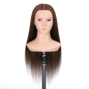 Tête de mannequin femme pour formation coiffeur, cheveux volumineux et lisses, pour la pratique du tressage et de la coupe, cheveux mixtes, 65 cm - Product Image 2