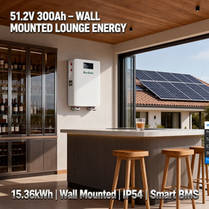 Batterie solaire 48V 51.2V 300Ah 15kWh pour système d'énergie solaire, montage mural avec roues - Product Image 3