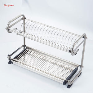 سلك فوق الحوض حامل قائم مطبخ قابل للتوسيع منظم تخزين طبق رف تجفيف لوحة نشمر الفولاذ المقاوم للصدأ 2-الطبقة - Product Image 5