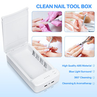Boîte de nettoyage UV carrée solide pour outils à ongles, nettoyeur portable USB pour capsules et décorations d'ongles, outil de nettoyage en plastique pour salon de manucure, pinces à ongles, bijoux
