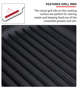 Articles ménagers lumineux de haute qualité 32cm poêle à griller en <span class=keywords><strong>fonte</strong></span> rouge émail antiadhésif extérieur BBQ plaque chauffante en gros ustensiles de cuisine en métal - Product Image 6