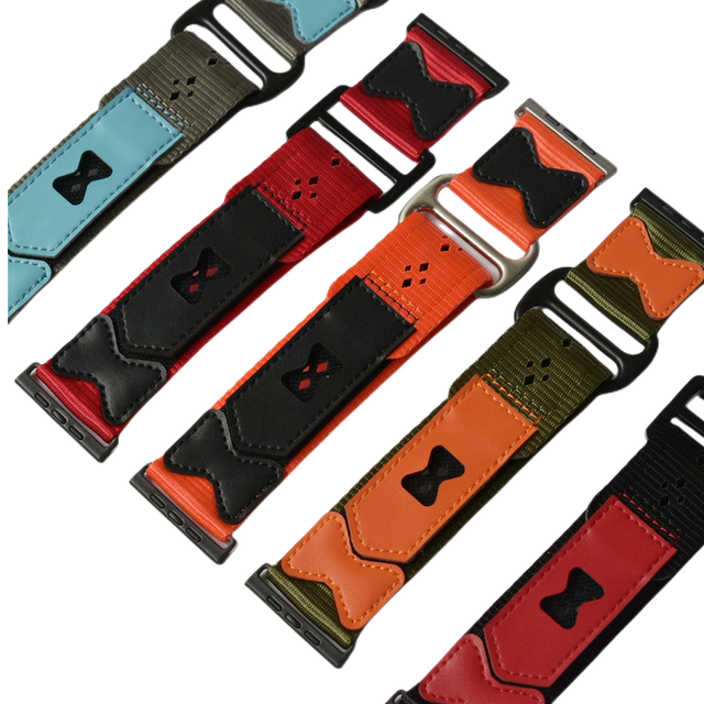 Custom LOGO Design Fabric Watchband Nylon Material  Leather Watch Band Strap for Apple Watch 8 7 6 5 4