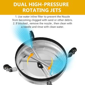 Nettoyeur de surface à pression en acier inoxydable de 15,5 pouces avec 4 roues pour béton, patio, trottoir, terrasse et allées - Product Image 2