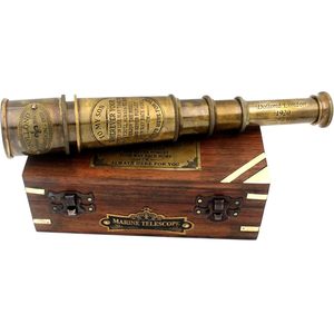 Telescopio Marítimo de Latón ALFA NAUTICAL de 15 Pulgadas con Aumento de 4-9.9x, Caja de Madera No Impermeable para Uso Civil - Product Image 1