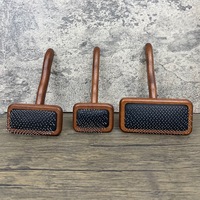 Brosses à toilettage pour animaux de compagnie en bambou avec démêloir, outils de feutrage à l'aiguille à manche en bois, brosse à picots en acier inoxydable