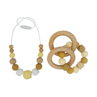 LP Chaîne de perles en silicone léopard à la mode Collier de dentition en perles hexagonales en silicone Collier de dentition pour bébé