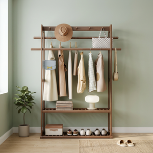 Modern Wood <b>Coat</b> Rack <b>with</b> <b>Shelves</b> and <b>Hooks</b> Freestanding Entryway Storage for Living Room Furniture Scandinavian Design - Product Image 3