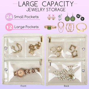<b>Clear</b> Sturdy Zipper Jewelry <b>Bag</b> <b>Travel</b> Organizers for Earrings and Necklaces with Waterproof Designs Daily Use - Product Image 3