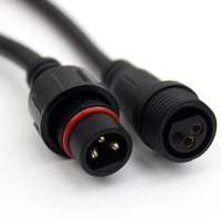 Kabel Daya Tahan Air DC 3-inti M12 dengan Konektor Pria dan Wanita, Kabel Sinyal LED untuk Penggunaan Dalam/Luar Ruangan