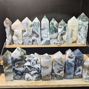 Di alta qualità muschio agata Druzy torre di cristallo pietra curativa per la decorazione domestica - Product Image 1