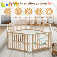 Parc de jeu pliable en bois pour bébé avec jouets intégrés et design à forme ajustable, centre d'activités unisexe pour tout-petits pour usage domestique et crèche