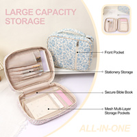 Grande housse de protection pour Bible en coton pour femmes, multi-usages et portable, avec motif floral, poche zippée et poignée, utilisable toute l'année