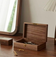 Caja Organizadora de Joyas de Madera de Nogal con Cerradura, Hecha a Mano, para Guardar Recuerdos, Fotos, Anillos, Regalo de Boda