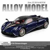 Modelo de Superauto a Escala 1/18 de Aleación Fundida a Presión con Capó de Fibra de Carbono Abrible, Cajas Laterales y Maleta con Efectos de Sonido y Luz