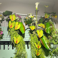 Einzelner Künstlicher Calla-Lilien-Anthurium-Zweig Tropische Blume mit Langem Stiel Großes Blatt Weiches PVC Umweltfreundliche Blumendekoration für Landschaftsgestaltung