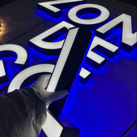 Lettres en acrylique LED miniatures personnalisées double face, sans bordure, 3D, étanches IP65, pour signalétique murale de magasin de voitures, restaurant