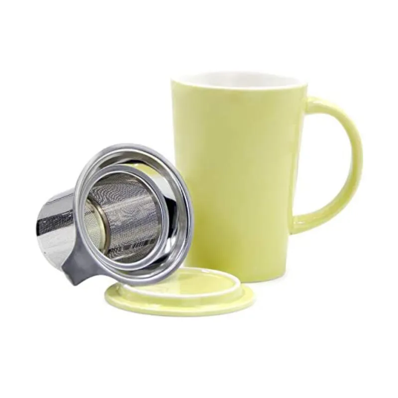 Home decor custom ceramic coffee mug with infuser milk tea cup with lid
