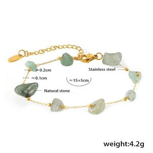 Conjuntos de Joyería de Moda Boho Chic para Mujer, Acero Inoxidable, Chapado en Oro, Piedra Natural, Collar Geométrico, Pulsera, Tendencia - Product Image 3