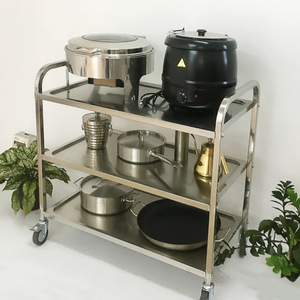 Stainless Steel Cart Double-Layer Hotel Restaurant Restaurant Trolley Double-Layer Stainless Steel Kitchen Trolley Dining <b>Car</b> - Product Image 4