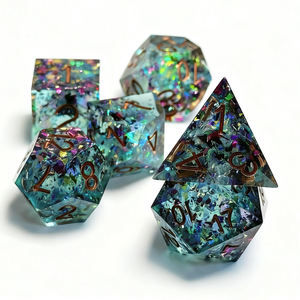 ชุดลูกเต๋า RPG ทำจากเรซินพร้อมดันเจี้ยนและมังกรทำด้วยมือมีขอบแหลมกระดาษลูกกวาดขนาดเล็กชุดลูกเต๋าหลายด้านเรืองแสง - Product Image 4