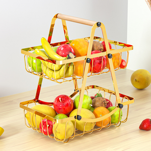 Vendita calda 2 livelli di stoccaggio da cucina in metallo portatile mensola di stoccaggio in metallo staccabile Multi-strato porta frutta cesto di frutta da cucina - Product Image 2