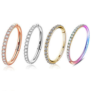 Gaby Bijoux de <span class=keywords><strong>piercing</strong></span> en titane ASTM F136 pour cartilage, anneaux de Daith et Hélix, segment articulé, anneau de mode avec zircone cubique transparente - Product Image 1