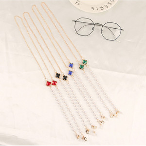 Kacamata Desain Kustom Rantai Kacamata Banyak Gaya Rantai Berlapis Emas Manik-manik Kristal Semanggi Aksesori Kacamata Tali Masker Wajah - Product Image 5