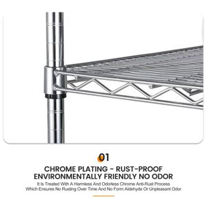 Scaffale Organizzatore da Cucina a 5 Ripiani Regolabili <span class=keywords><strong>in</strong></span> <span class=keywords><strong>Acciaio</strong></span> Inox <span class=keywords><strong>Cromato</strong></span>, Leggero e di Media Resistenza - Product Image 3