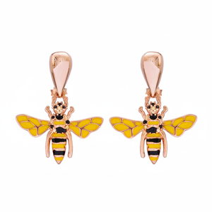 Minimalist Bee Design Enamel Yellow <b>Stud</b> <b>Earrings</b> Turkish Handmade 925 Sterling Silver Jewelry <b>Fine</b> Handcrafted Jewelry - Product Image 2
