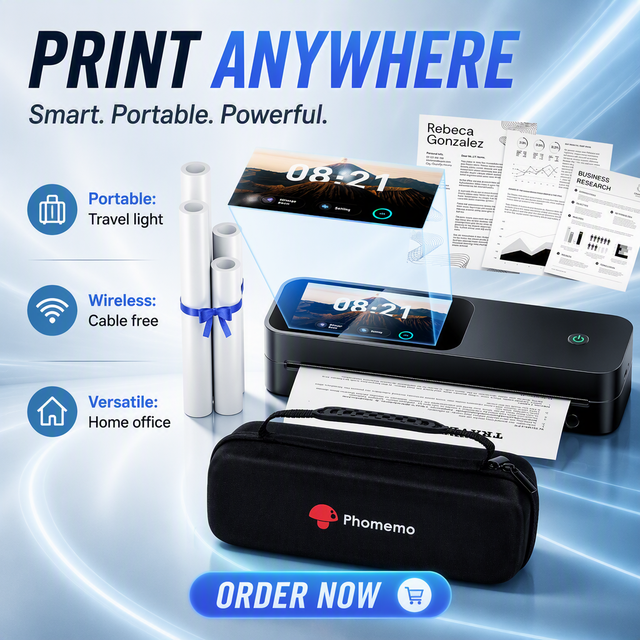 Phomemo M85 A4 Portable Printer Wireless Thermal Inkless 3500mAh Touchscreen Printer for Travel Home Office Use