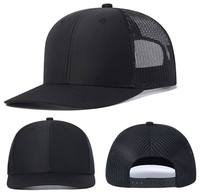 Casquette Richardson 6 panneaux en polyester/coton, noire, en toile maillée, avec patchs tissés de haute qualité, logo personnalisé, pour extérieur, hip-hop, cyclisme, plage