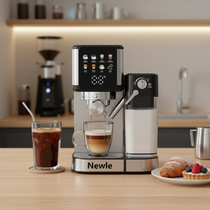 Nuova Macchina da Caffè Elettrica Semiautomatica Programmabile in Acciaio Inox con Sistema di Acqua Calda, 20 <span class=keywords><strong>Bar</strong></span> - Product Image 1