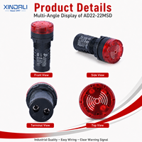AD22-22MSD Voyant lumineux clignotant LED rouge en plastique de 22 mm avec indice de protection IP54 et entrée AC/DC pour alarme d'équipement industriel