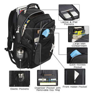 Sac à dos de voyage Oxford surdimensionné imperméable personnalisé, sac à dos d'affaires durable pour ordinateur portable avec USB, sac d'école unisexe à bandoulière unique - Product Image 2