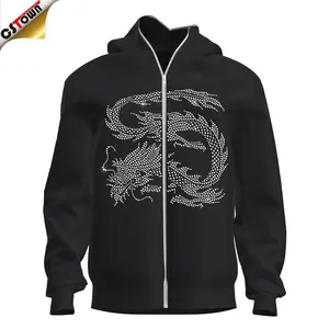 Wholesale Dragon Rhinestone Transfer Custom Iron Ons Heat Transfer Printing Rhinestone Patterns For Hoodie