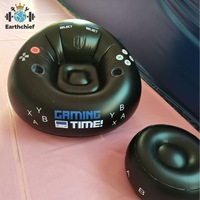 Fauteuil gonflable de style moderne noir pour e-sport, canapé de jeu gonflable en PVC avec porte-gobelet, design pliable