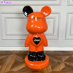 Nouveau design en fibre de verre taille réelle kaw Sculpture résine dessin animé ours <span class=keywords><strong>Statue</strong></span> intérieur décoration de la maison - Product Image 3