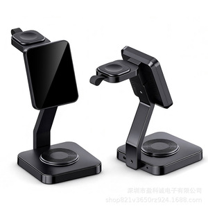 Estación de Carga Inalámbrica 3 en 1, Cargador Rápido de 15W, Cargador Magnético Inalámbrico para Teléfonos, Auriculares y Relojes, Módulo de Reloj Extraíble - Product Image 2