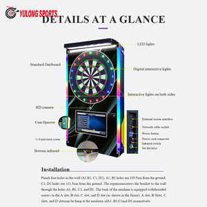 Máquina de dardos arcade en stock con pantalla táctil iluminada, operada con monedas, para juegos de dardos blandos en clubes. - Product Image 2