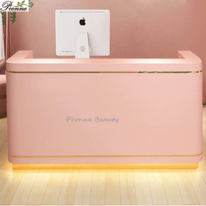 Escritorio de recepción <span class=keywords><strong>MESA</strong></span> mostrador rosa y dorado Precio de salón de <span class=keywords><strong>uñas</strong></span> spa lujo moderno - Product Image 2