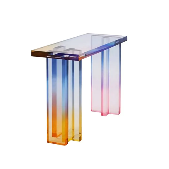 Elegant and simple multifunctional side table with stylish crescent design gradient dye design