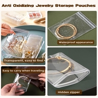 Sacs à anneau refermables en PVC transparent, pochettes de rangement anti-ternissement pour bijoux, design sérigraphié, pour bracelets en pierres précieuses, montres, boucles d'oreilles