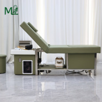 Fauteuil de lavage électrique pour salon de coiffure avec dossier relevable, massage et pédicure intégré