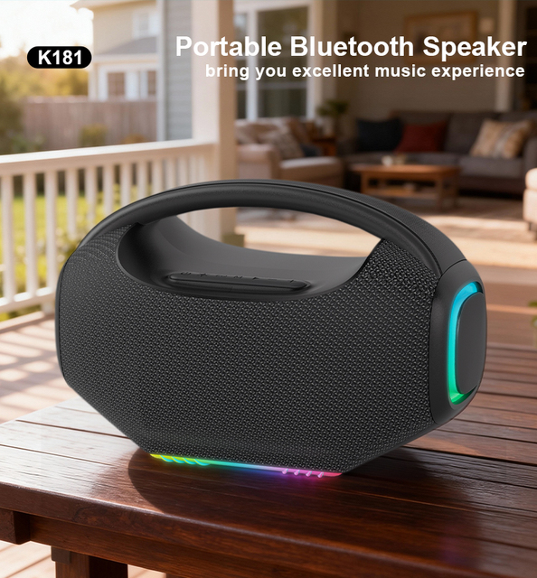 40W Portable Handle Bluetooth Speaker RGB LED Light EQ Mode USB TF AUX Type-C Charging Outdoor Stereo Wireless Speaker