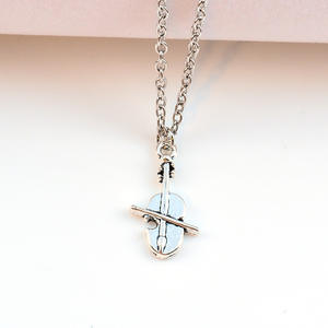 Vente directe bas prix collier note mélomane <span class=keywords><strong>violoncelle</strong></span> guitare pendentif collier court clavicule - Product Image 3
