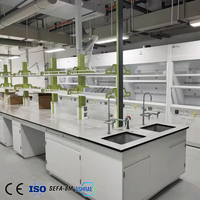 Banco de laboratorio de tamaño personalizado, banco de trabajo de laboratorio de acero, mesa de laboratorio químico de Física comercial